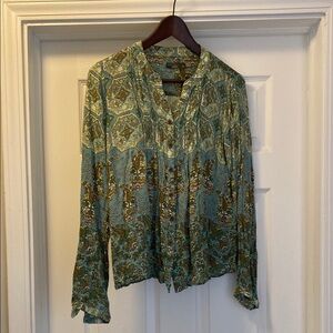 Green Patterned Women's Top